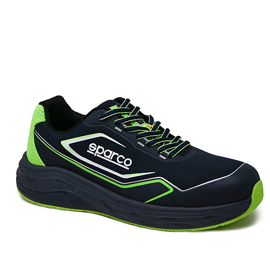 Sparco Willen S1PS ESD защитни обувки - тъмносиньо / флуоресцентно зелено