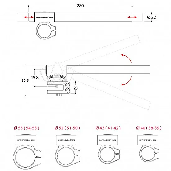 CLIP-ON кормило BARRACUDA 55mm