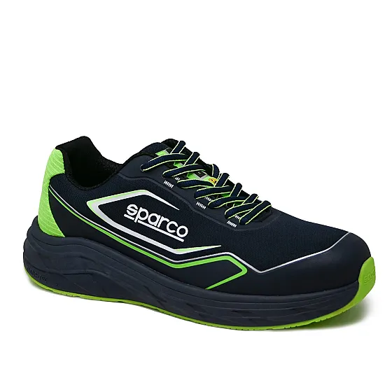 Sparco Willen S1PS ESD защитни обувки - тъмносиньо / флуоресцентно зелено